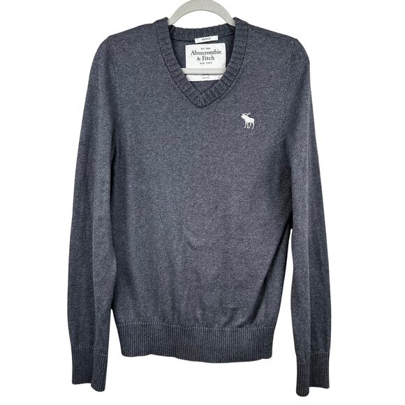 Abercrombie & Fitch Men's Sweater Y2K Vtg Muscle Cashmere Blend Gray XXL Preppy - Picture 1 of 11